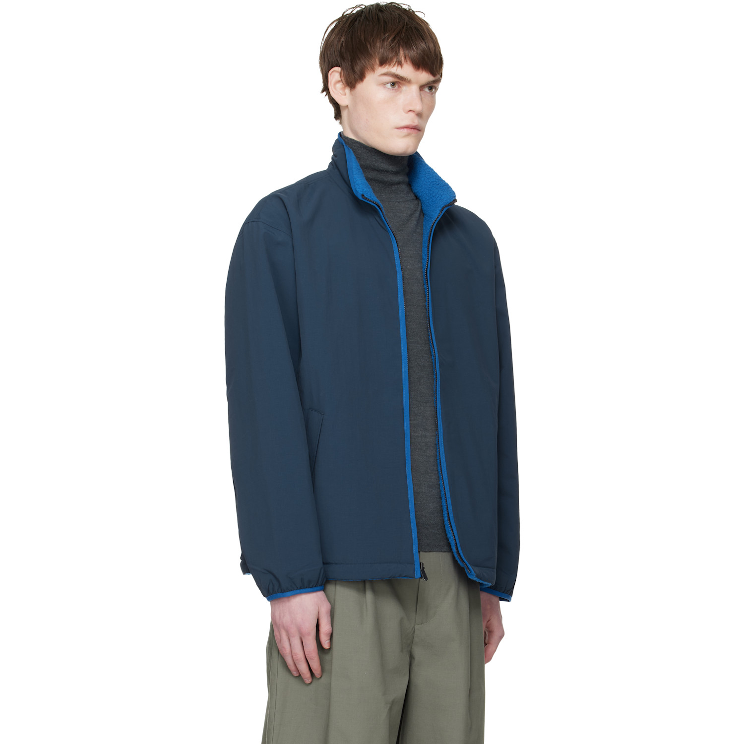  The North Face Navy Tnf Red Box Fleece Reversible Jacket 