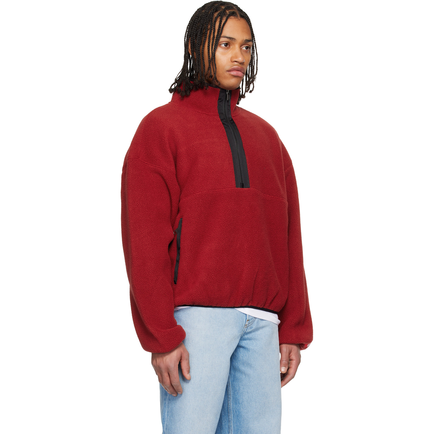 The North Face Red Tnf Red Box 1/2 Zip Fleece Jacket 