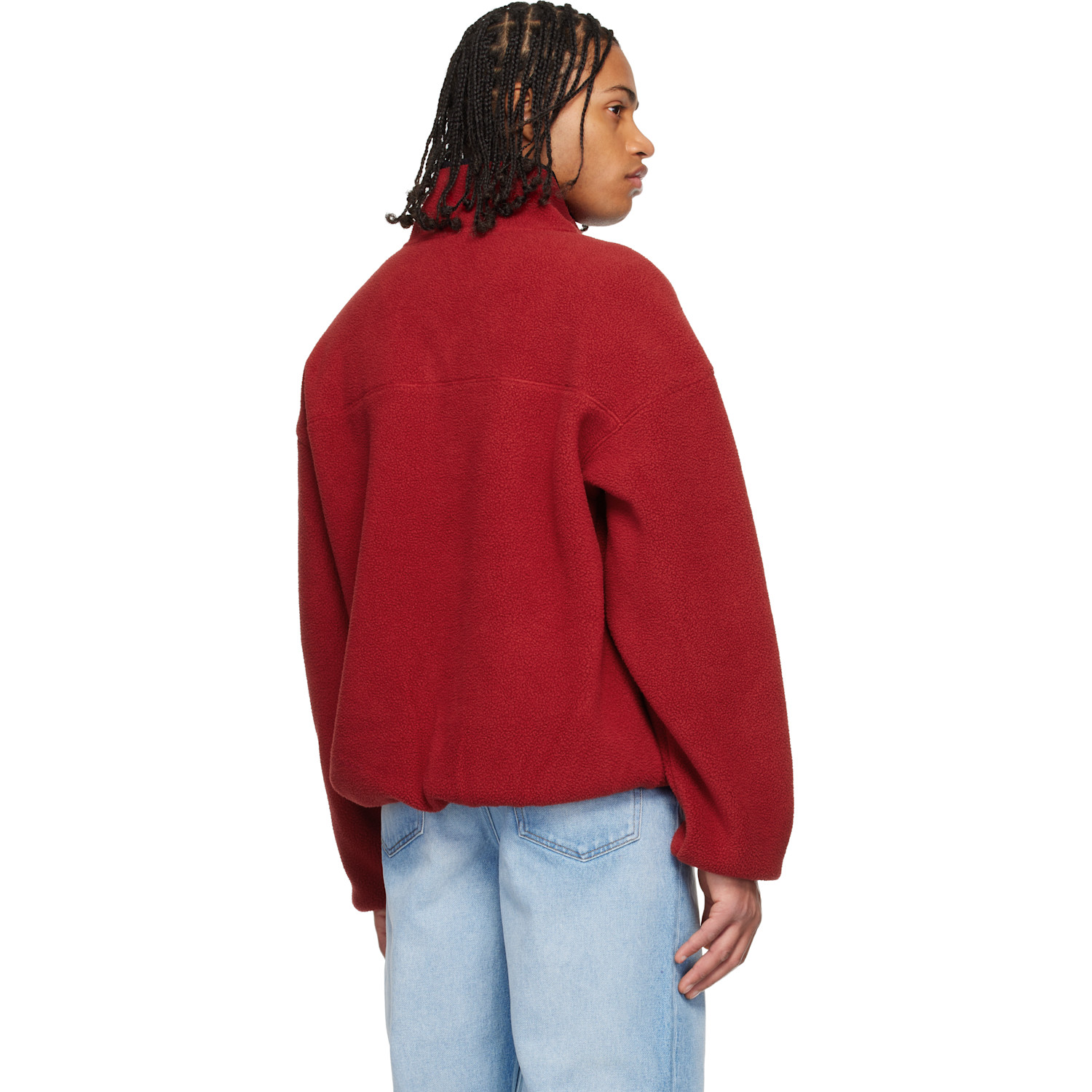  The North Face Red Tnf Red Box 1/2 Zip Fleece Jacket 