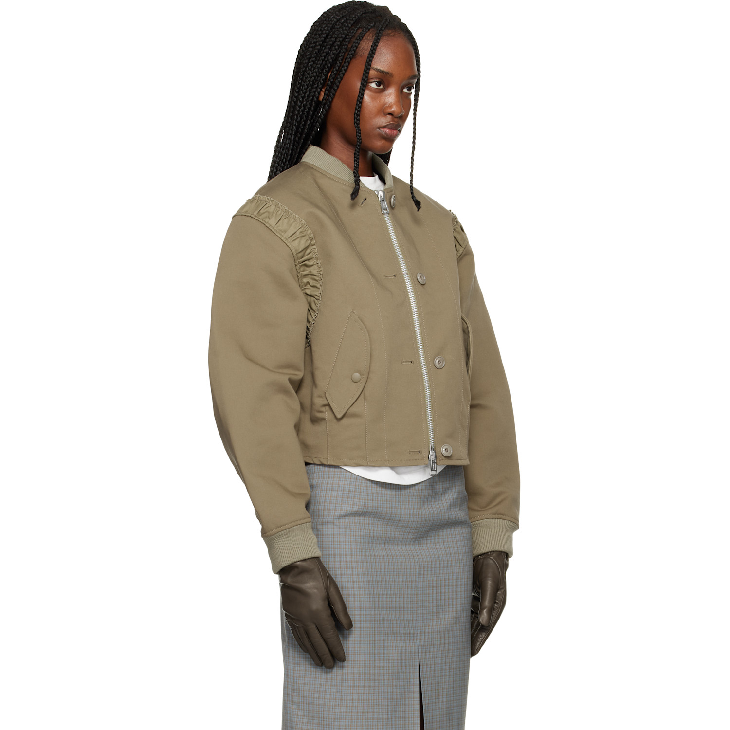  Our Legacy Khaki Frill Bomber Jacket 