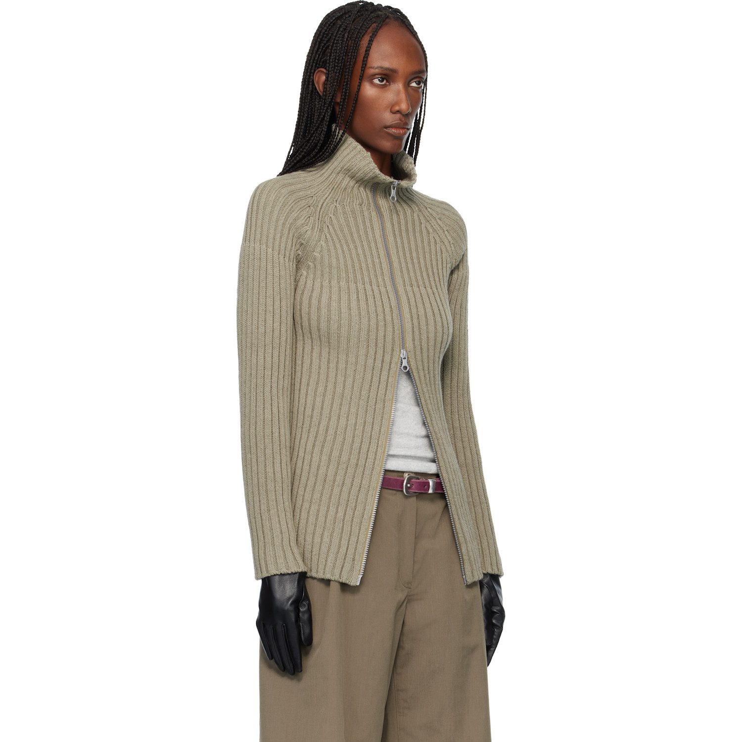  Our Legacy Khaki Column Zip Cardigan 