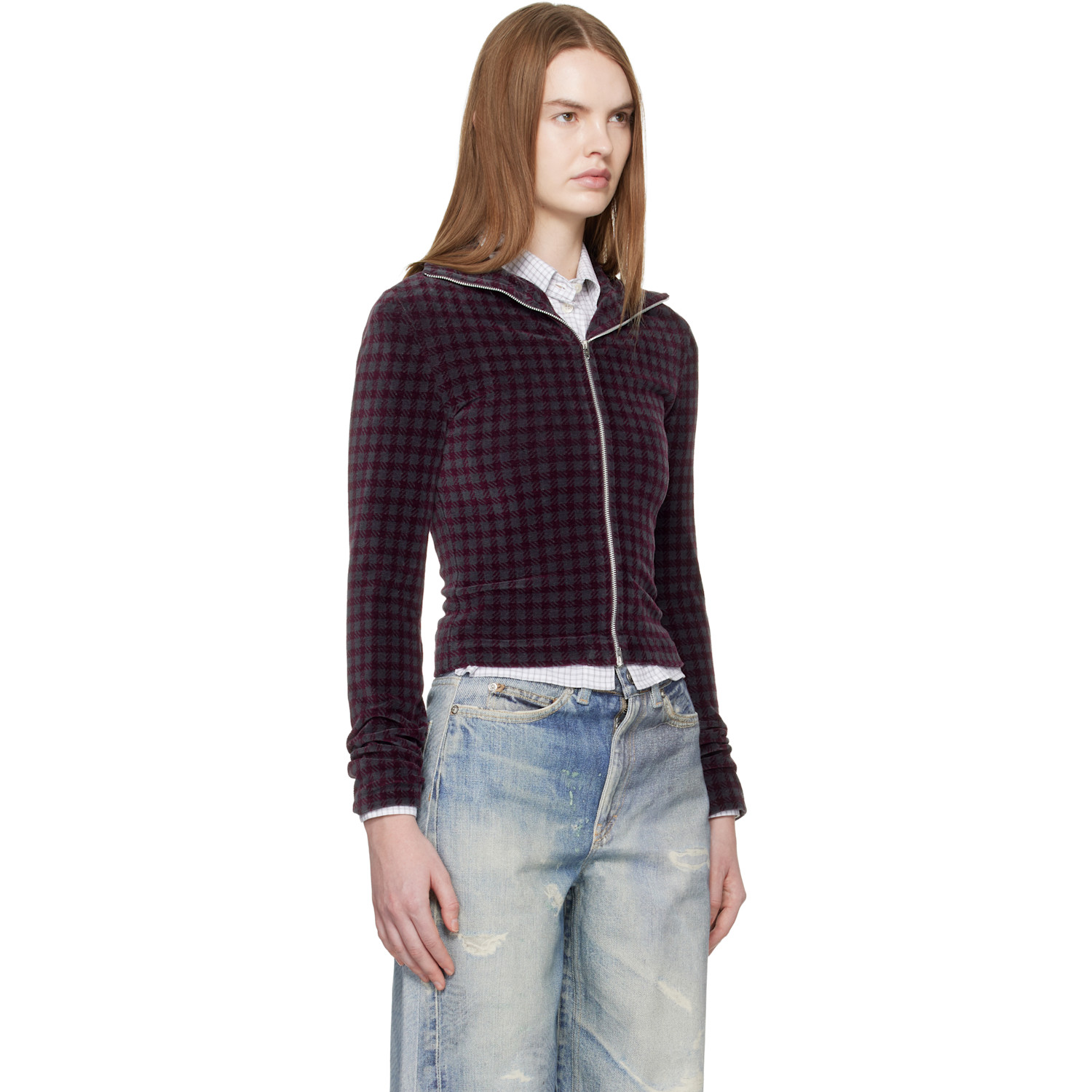  Our Legacy Burgundy Slim Zip Longsleeve Jacket 