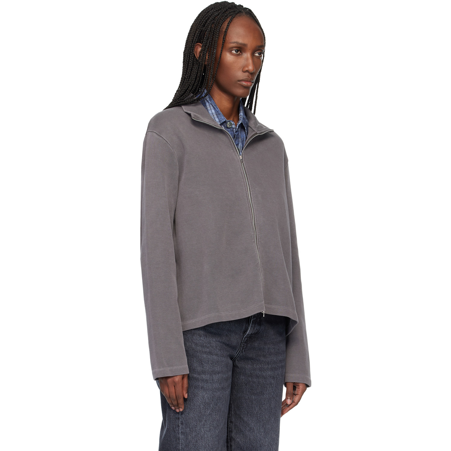  Our Legacy Gray Shrunken Fullzip Sweatshirt 