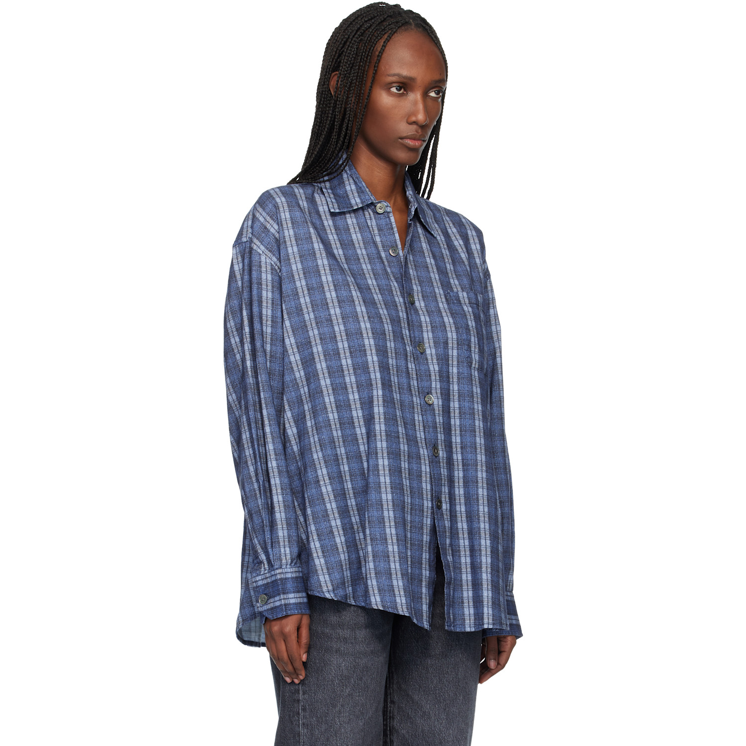  Our Legacy Navy Borrowed Shirt 