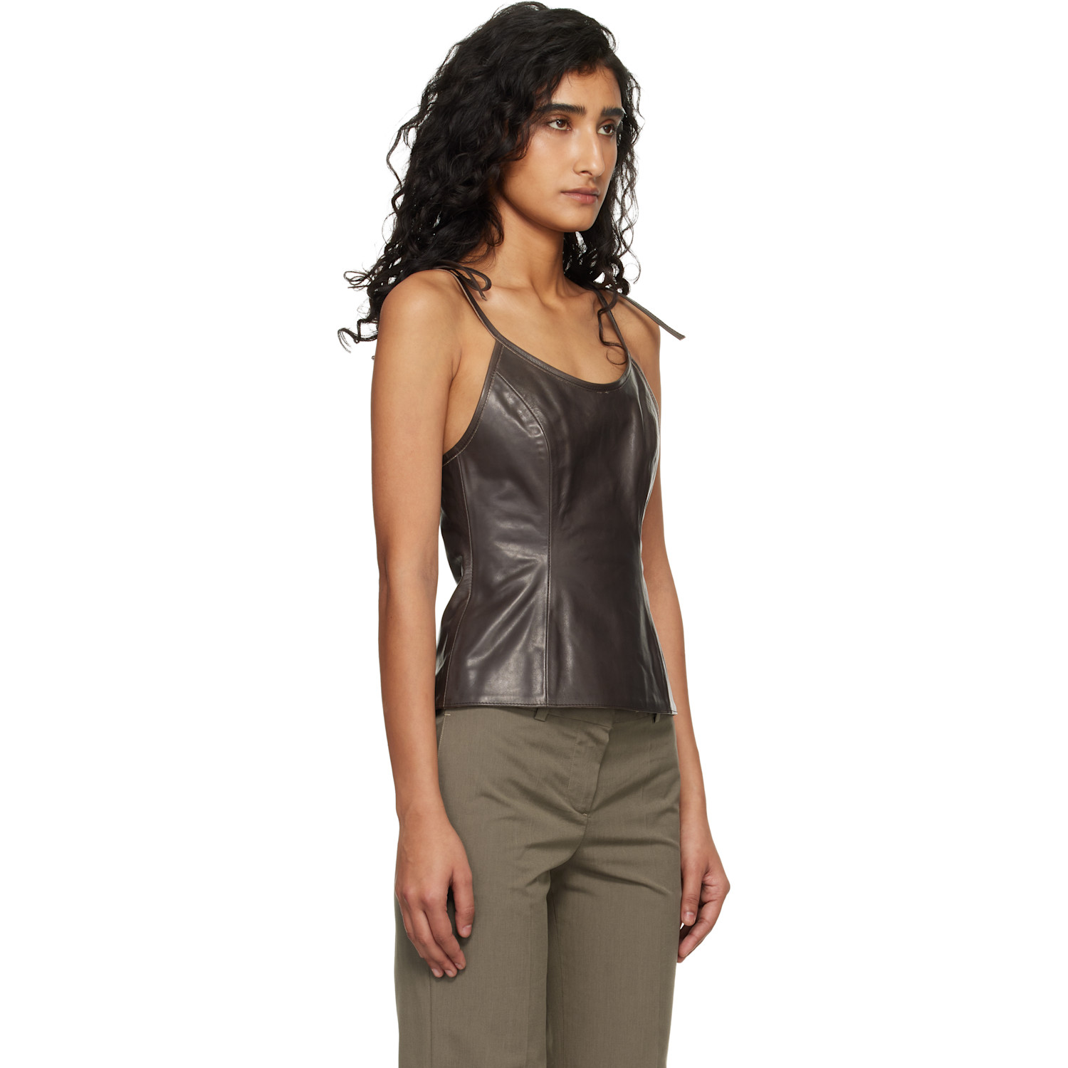  Our Legacy Brown String Leather Tank Top 