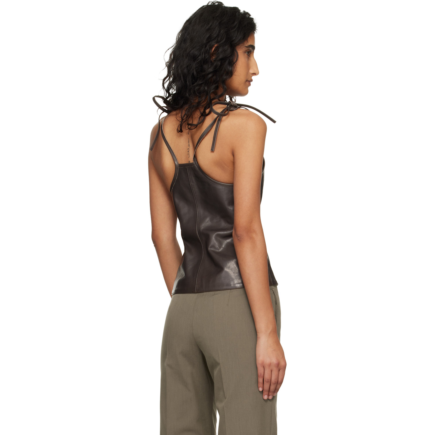  Our Legacy Brown String Leather Tank Top 