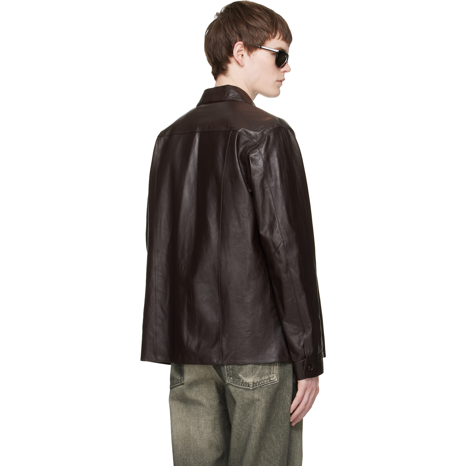  Our Legacy Brown Welding Leather Shirt 