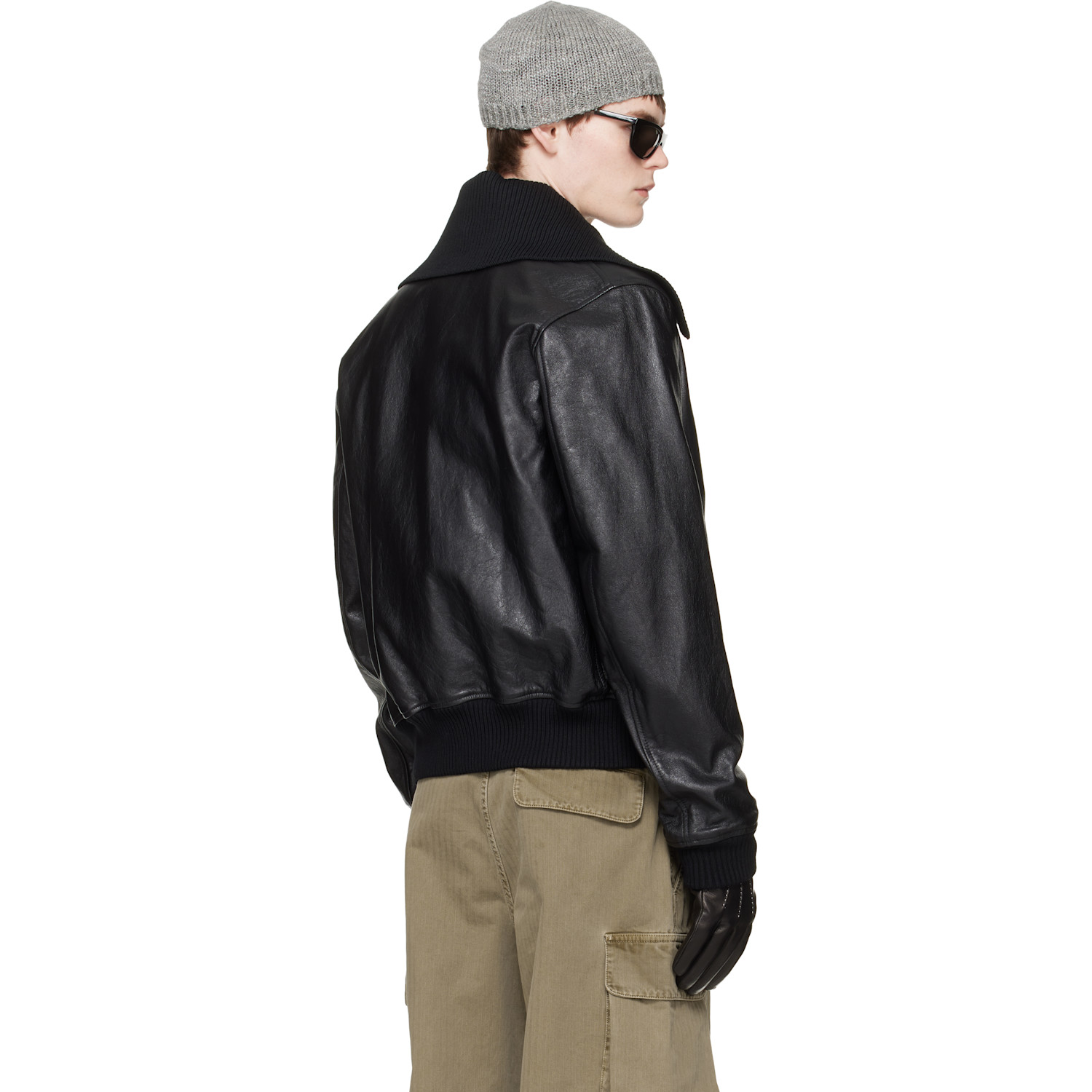  Our Legacy Black Pharos Leather Bomber Jacket 