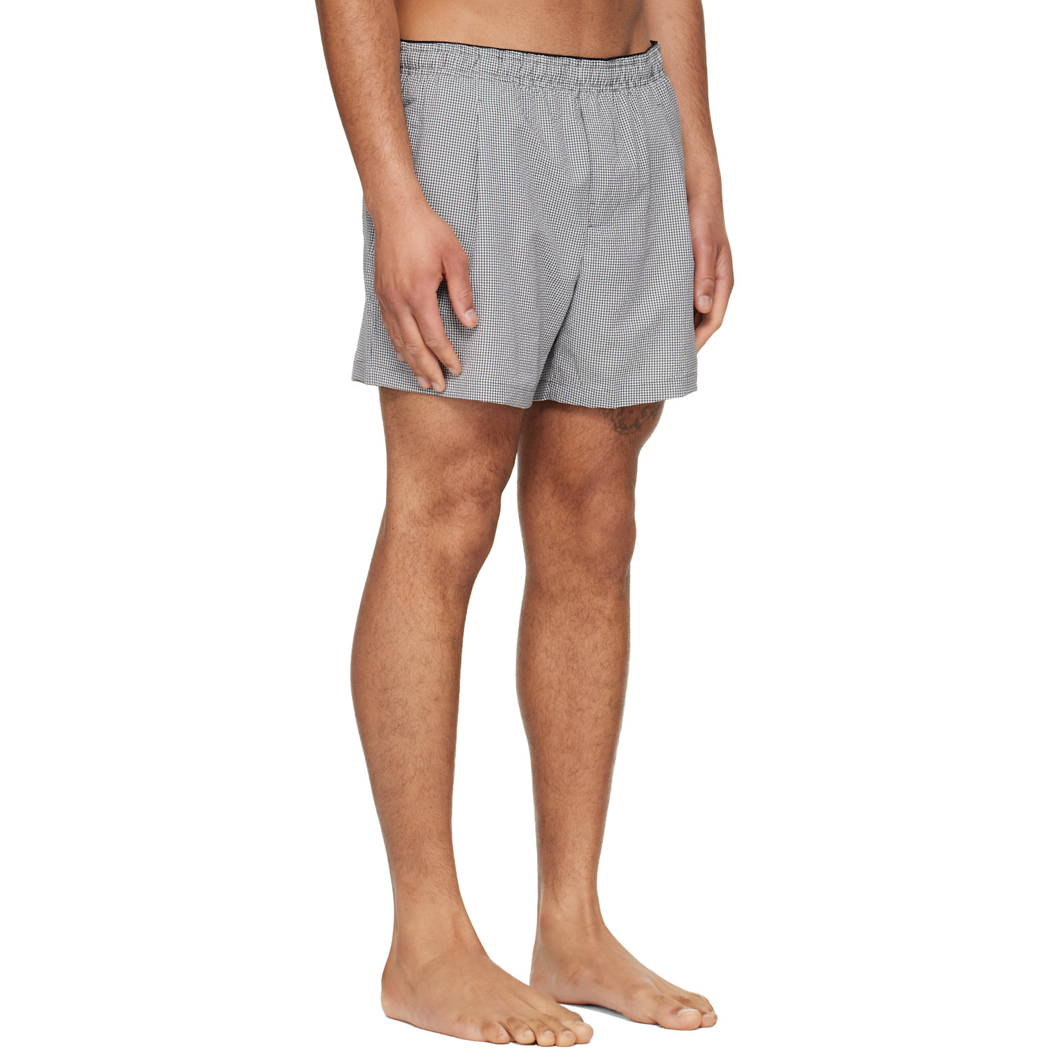  Our Legacy Black & White Boxer Swim Shorts 