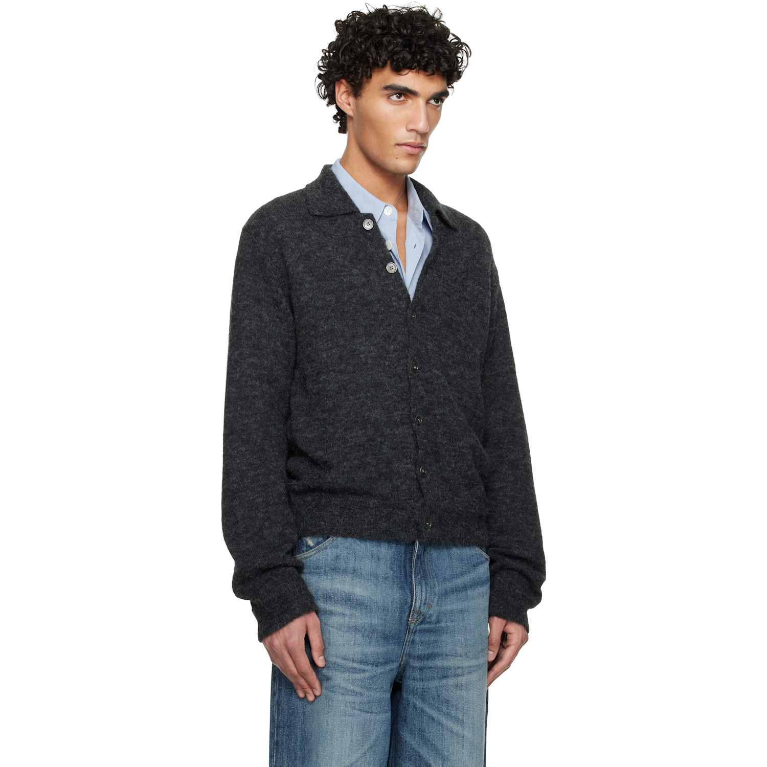  Our Legacy Gray Evening Polo Cardigan 