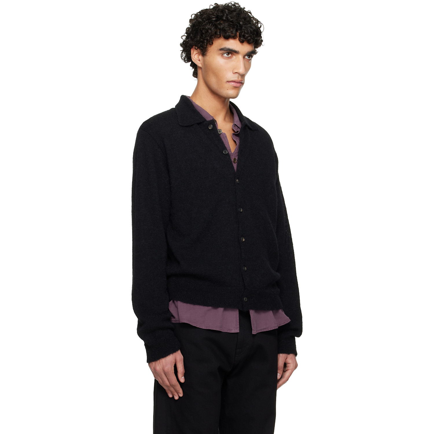  Our Legacy Black Evening Polo Cardigan 