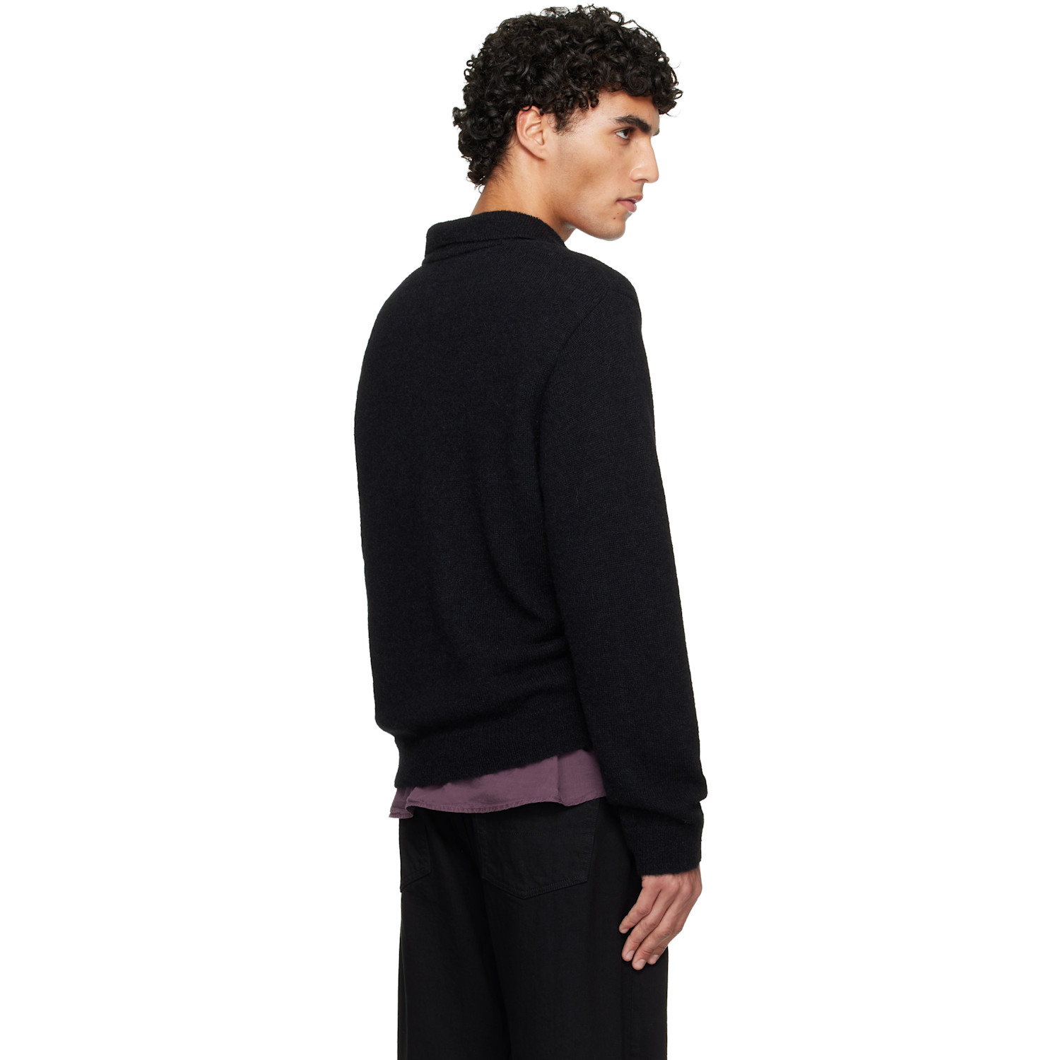  Our Legacy Black Evening Polo Cardigan 