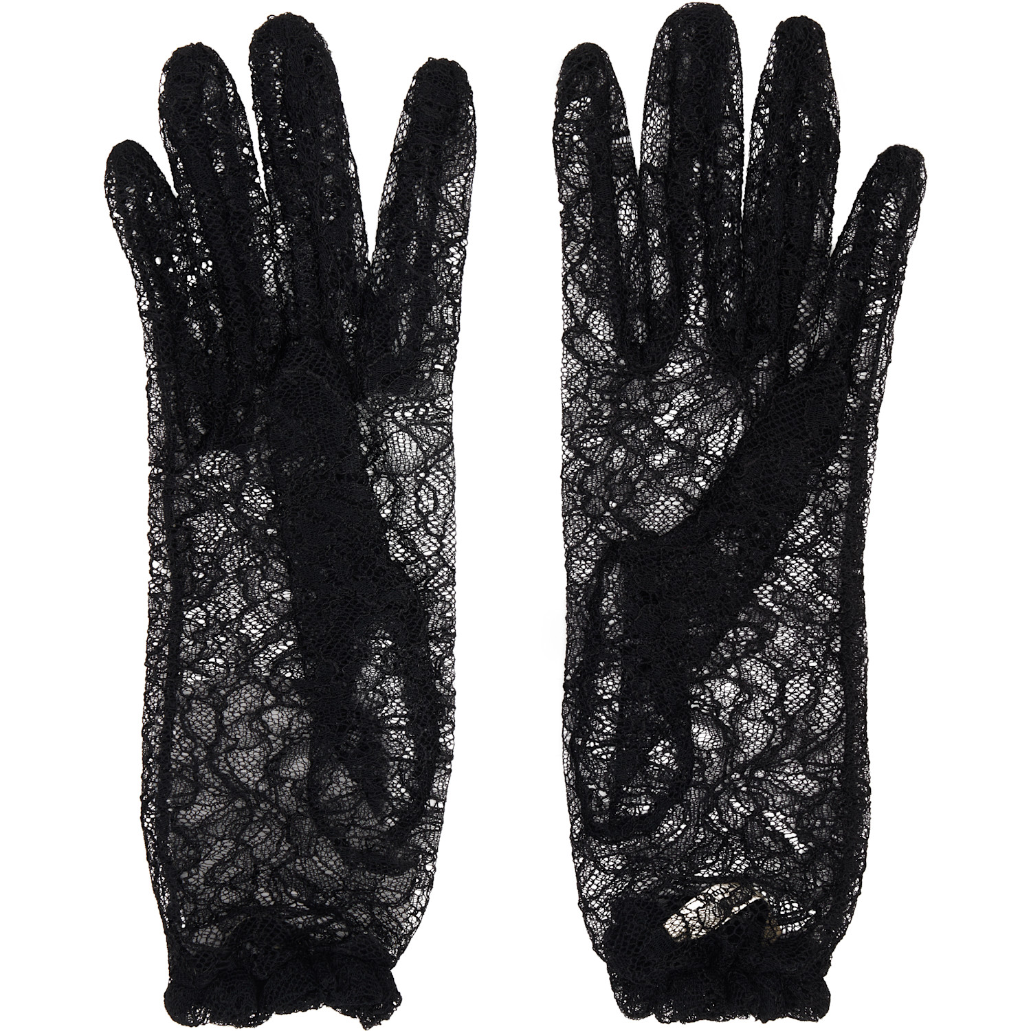  Valentino Garavani Black Vlogo Signature Lace Gloves 