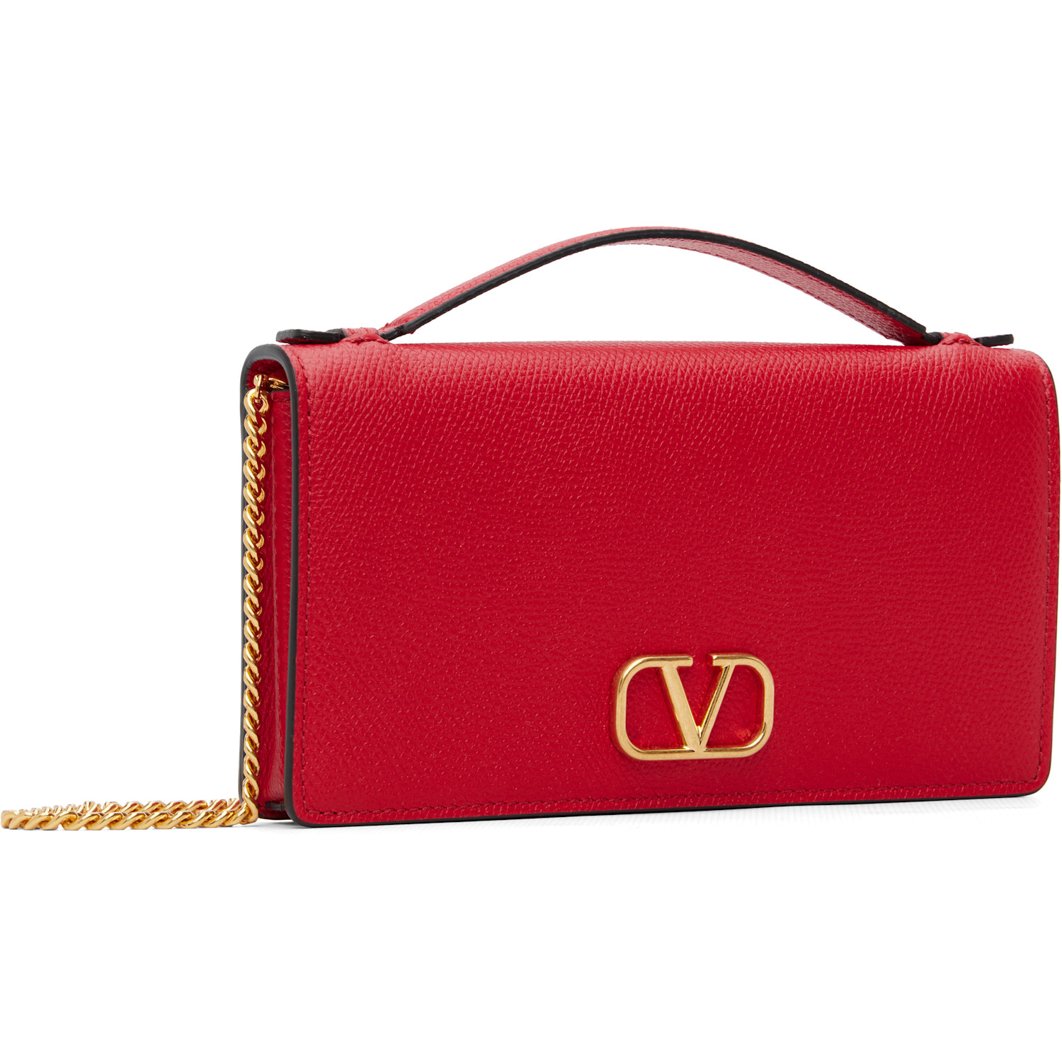  Valentino Garavani Red Vlogo Signature Chain Wallet Bag 