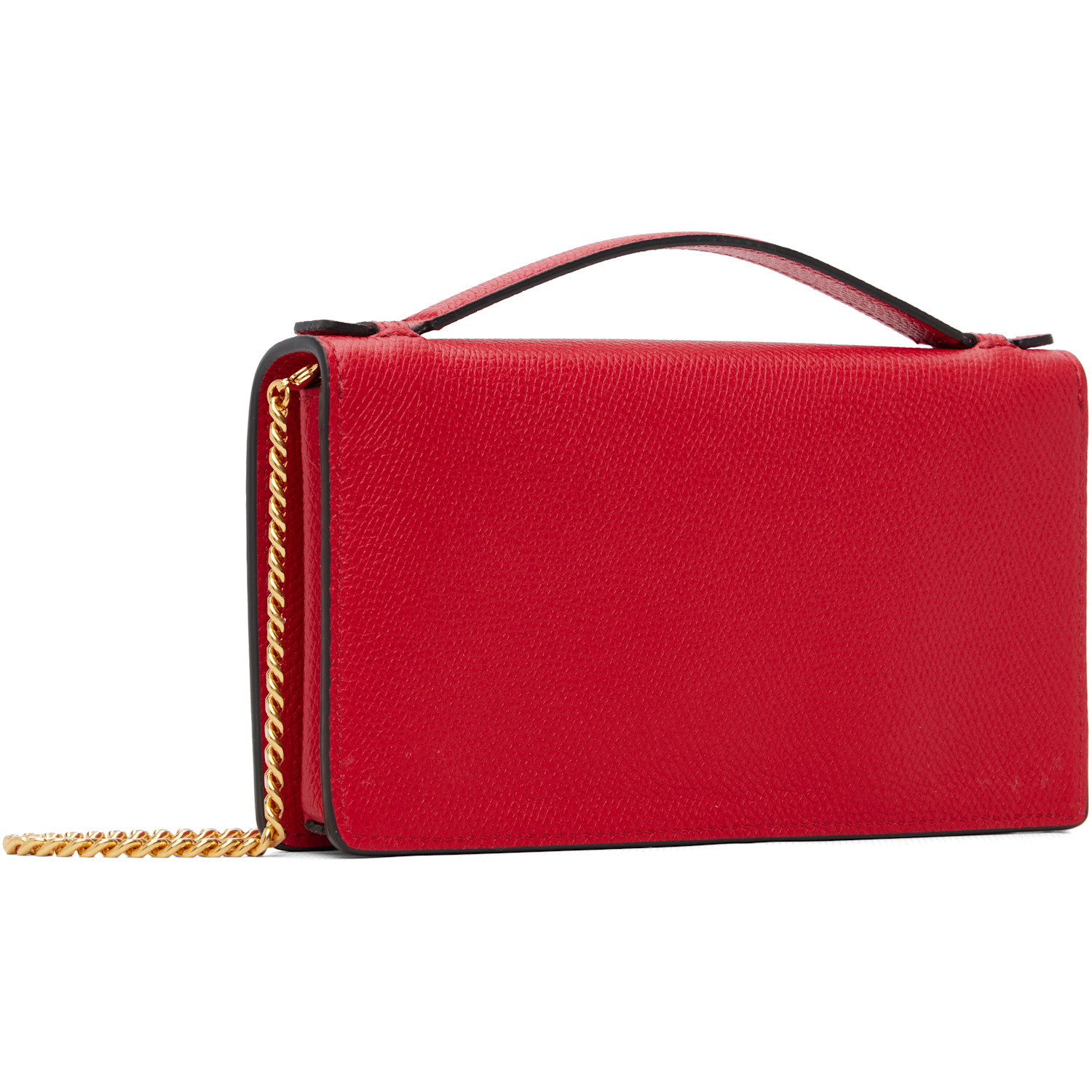  Valentino Garavani Red Vlogo Signature Chain Wallet Bag 