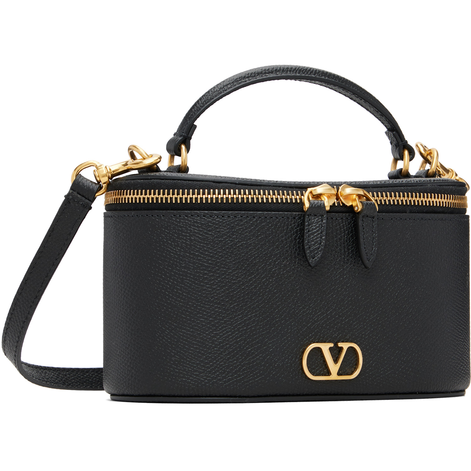  Valentino Garavani Black Vlogo Signature Mini Vanity Bag 
