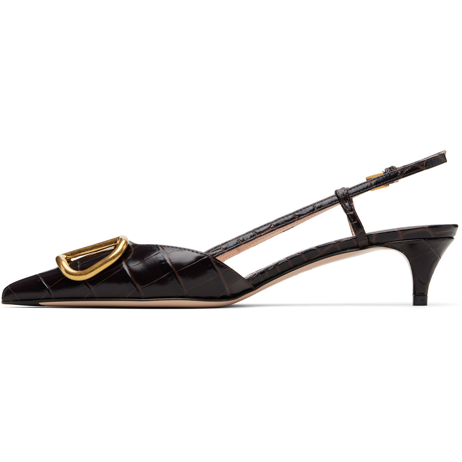  Valentino Garavani Brown Vlogo Signature Slingback Heels 