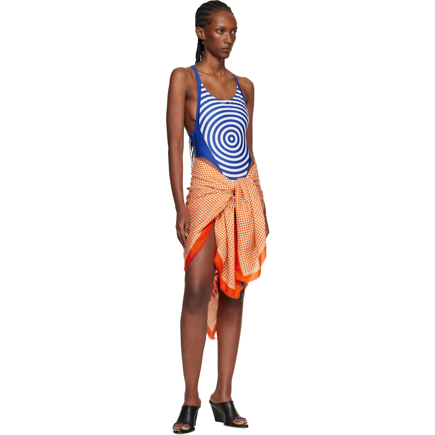  Jean Paul Gaultier Orange Gingham Cover-up Scarf 