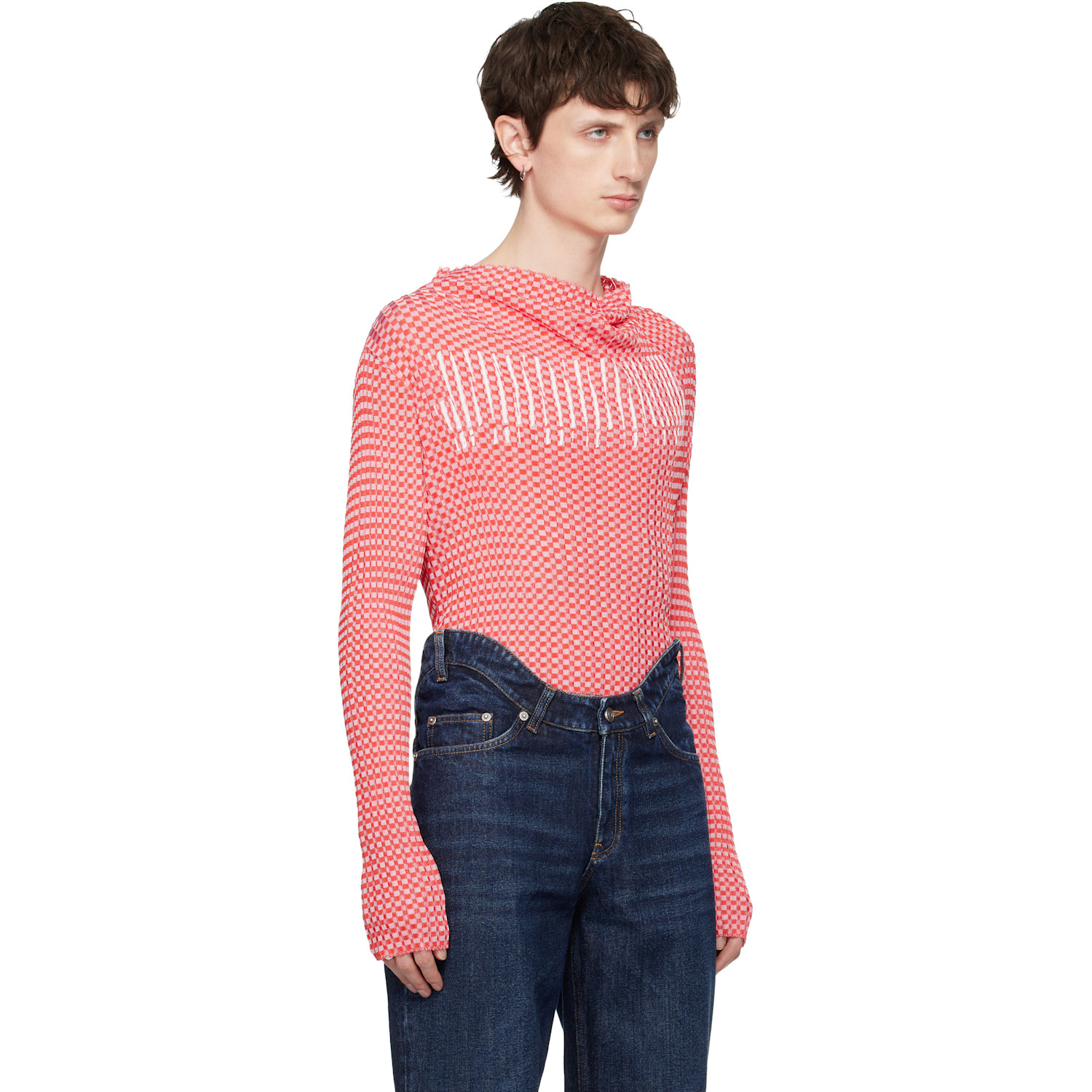  Jean Paul Gaultier Red 'the Gingham' Turtleneck 