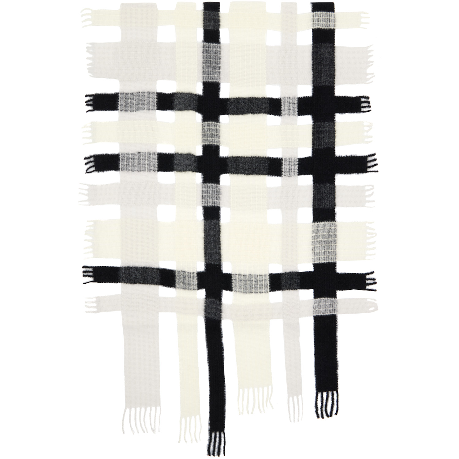 ISSEY MIYAKE Black & White Raschel Weave Stole Scarf
