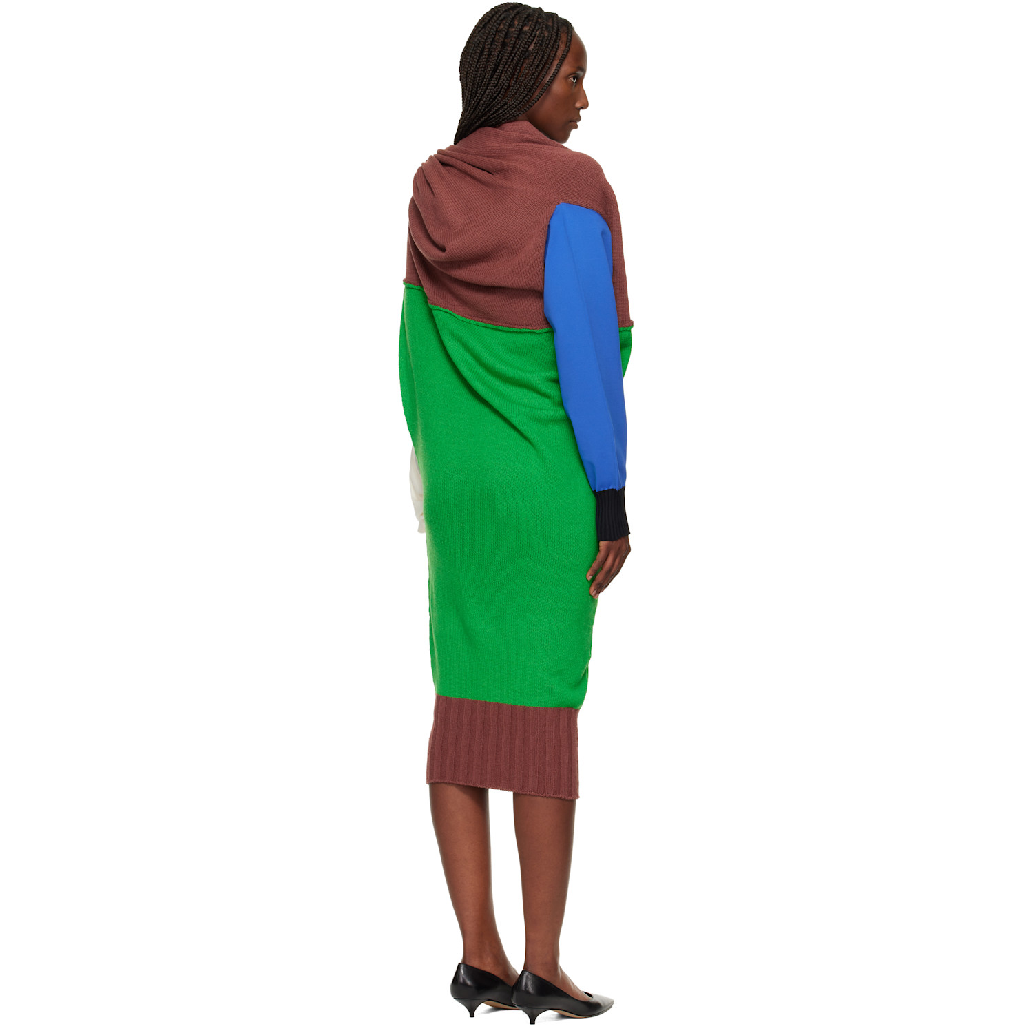  Issey Miyake Brown & Green November Sleeves Collection Midi Dress 