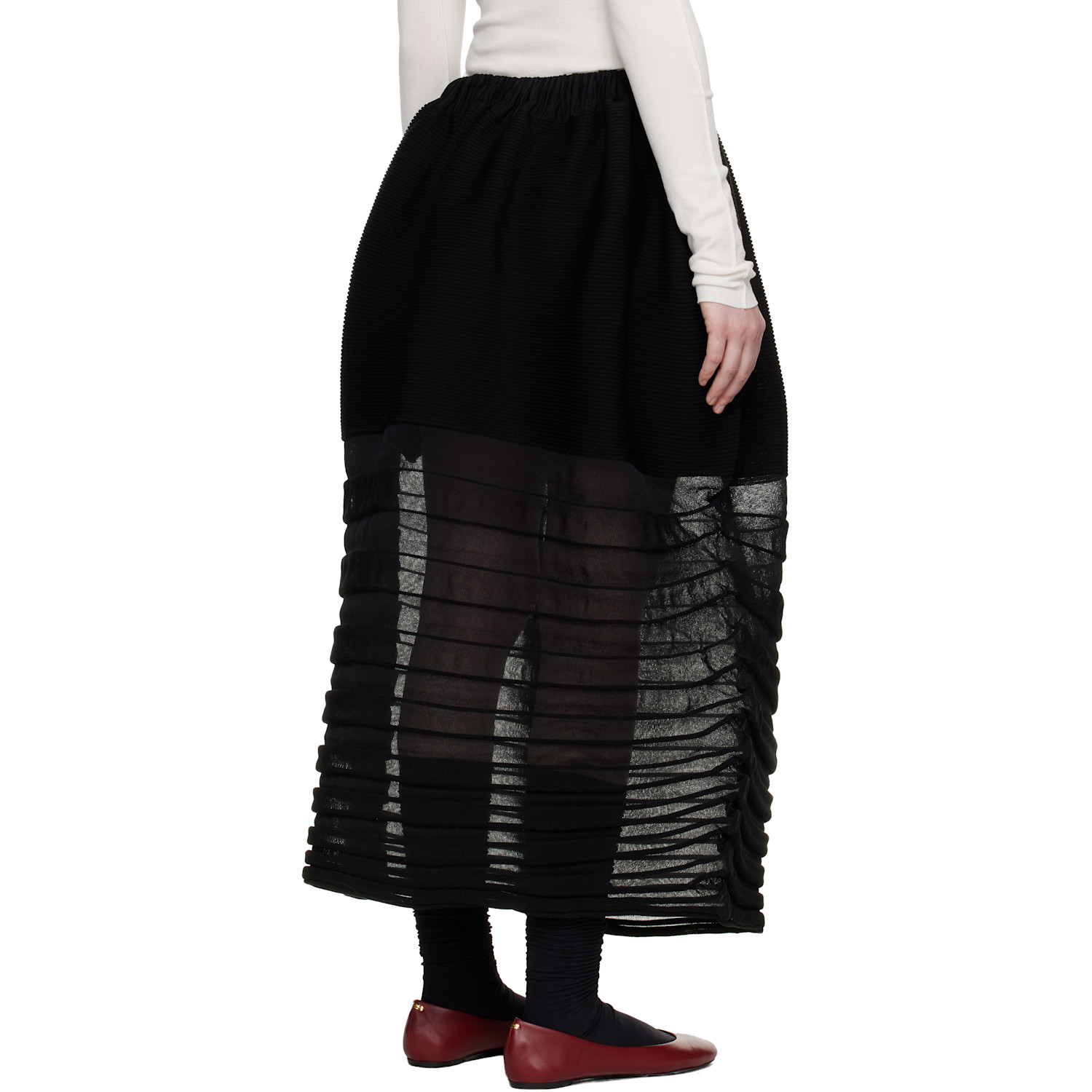  Issey Miyake Black December Moving Knit Midi Skirt 