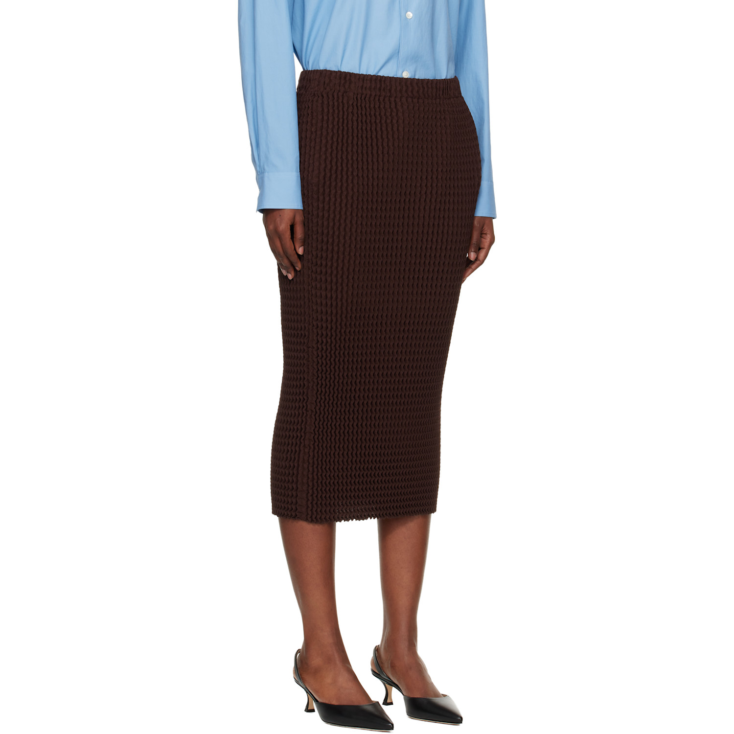  Issey Miyake Brown October Spongy-58 Midi Skirt 