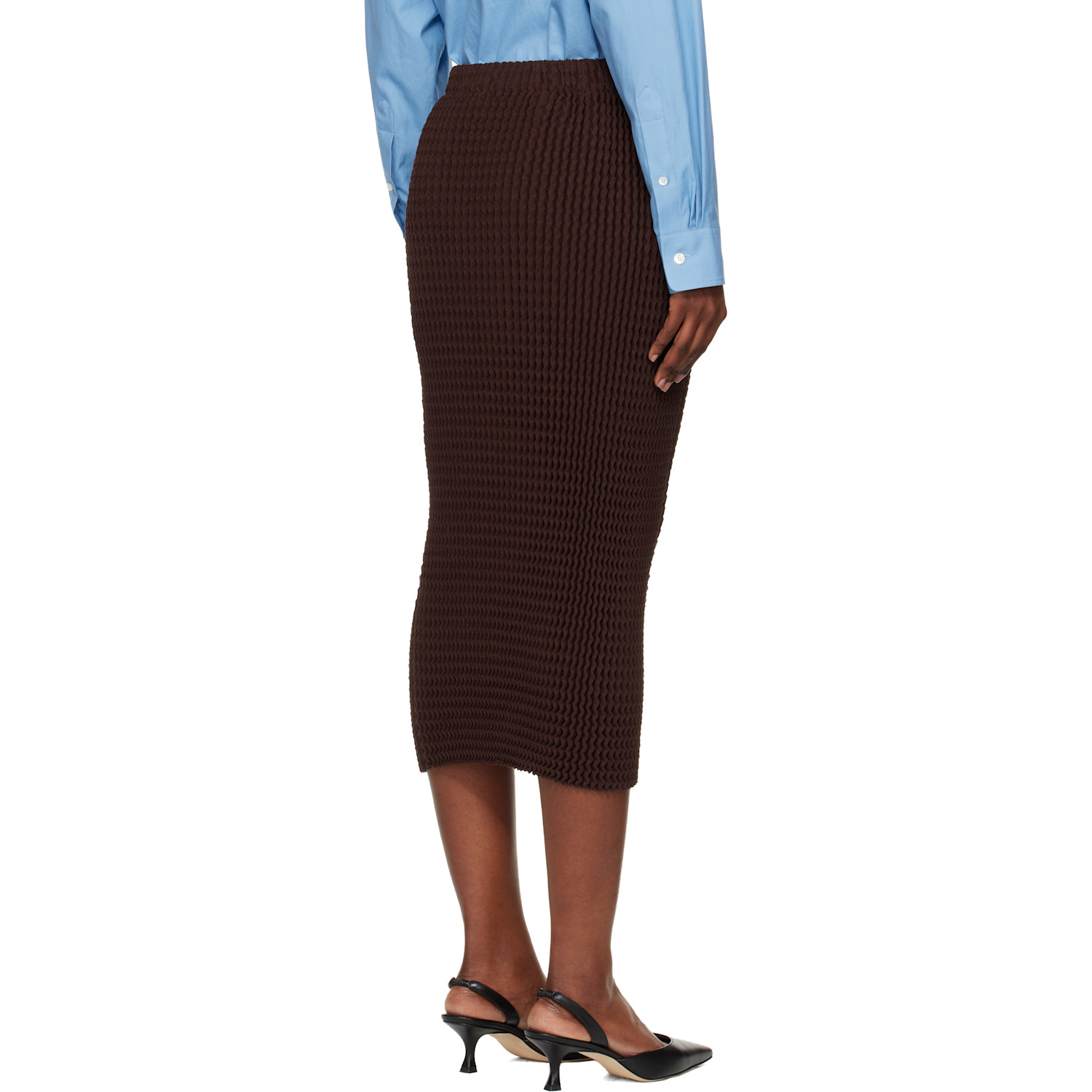  Issey Miyake Brown October Spongy-58 Midi Skirt 