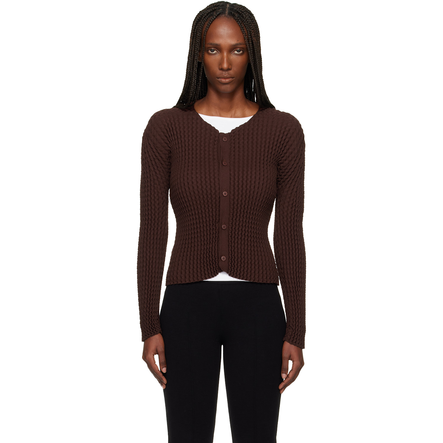 ISSEY MIYAKE Brown October Spongy-58 Cardigan