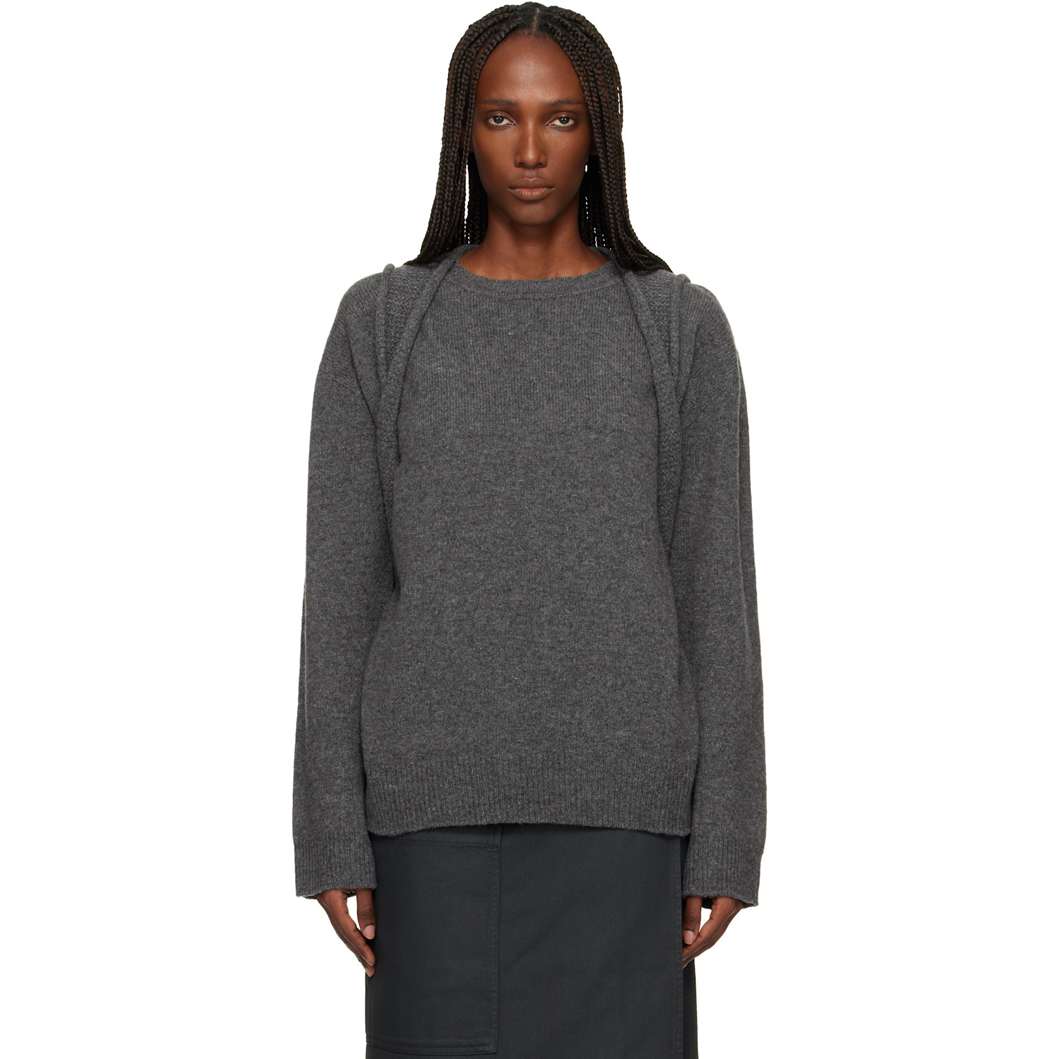 ISSEY MIYAKE Gray Backpack Knit Sweater