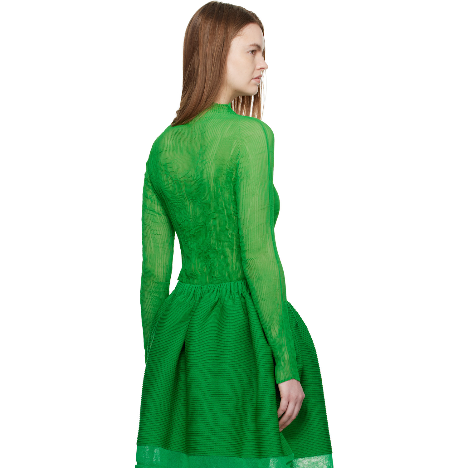  Issey Miyake Green Chiffon Twist 3 Top 