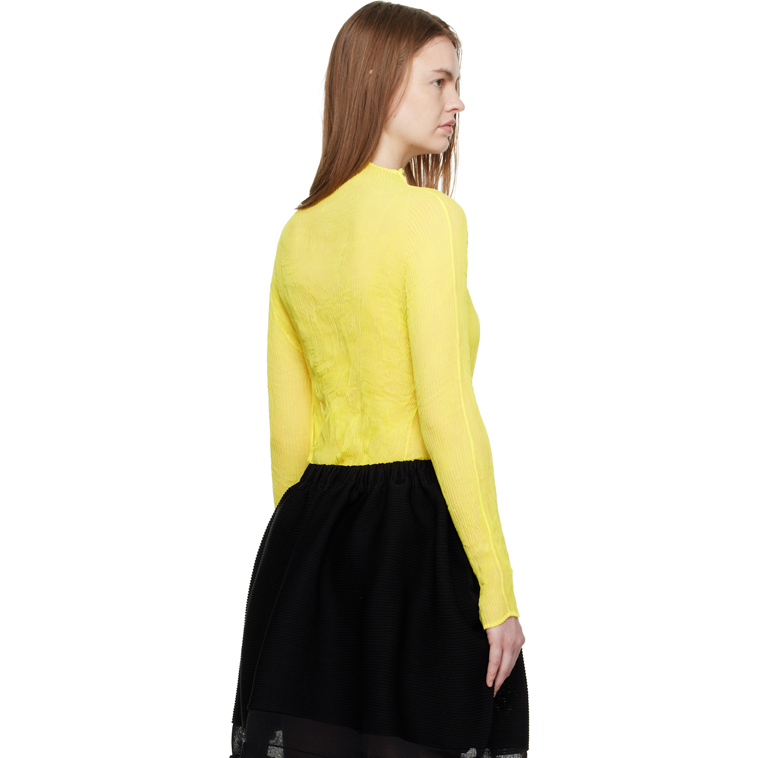  Issey Miyake Yellow Chiffon Twist 3 Top 