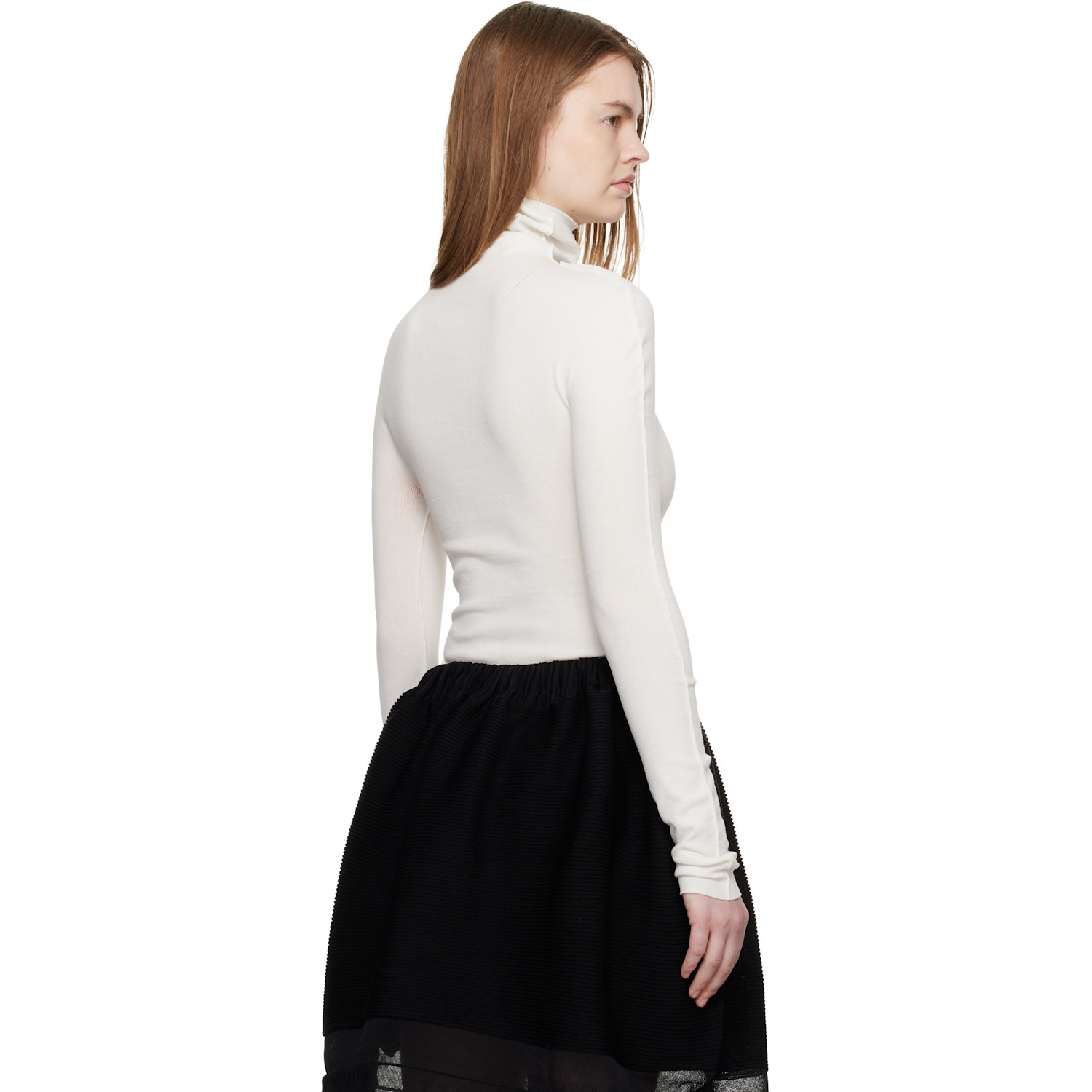  Issey Miyake White December Cotton Baguette Turtleneck 