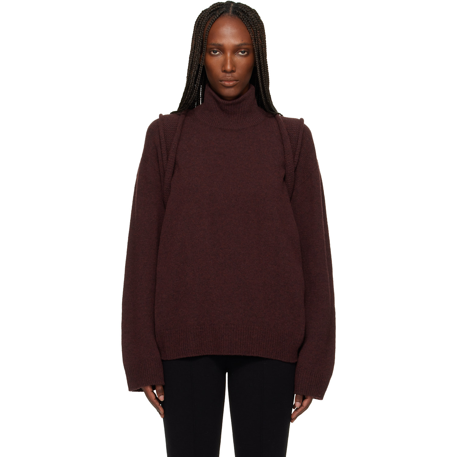 ISSEY MIYAKE Brown Backpack Knit Turtleneck