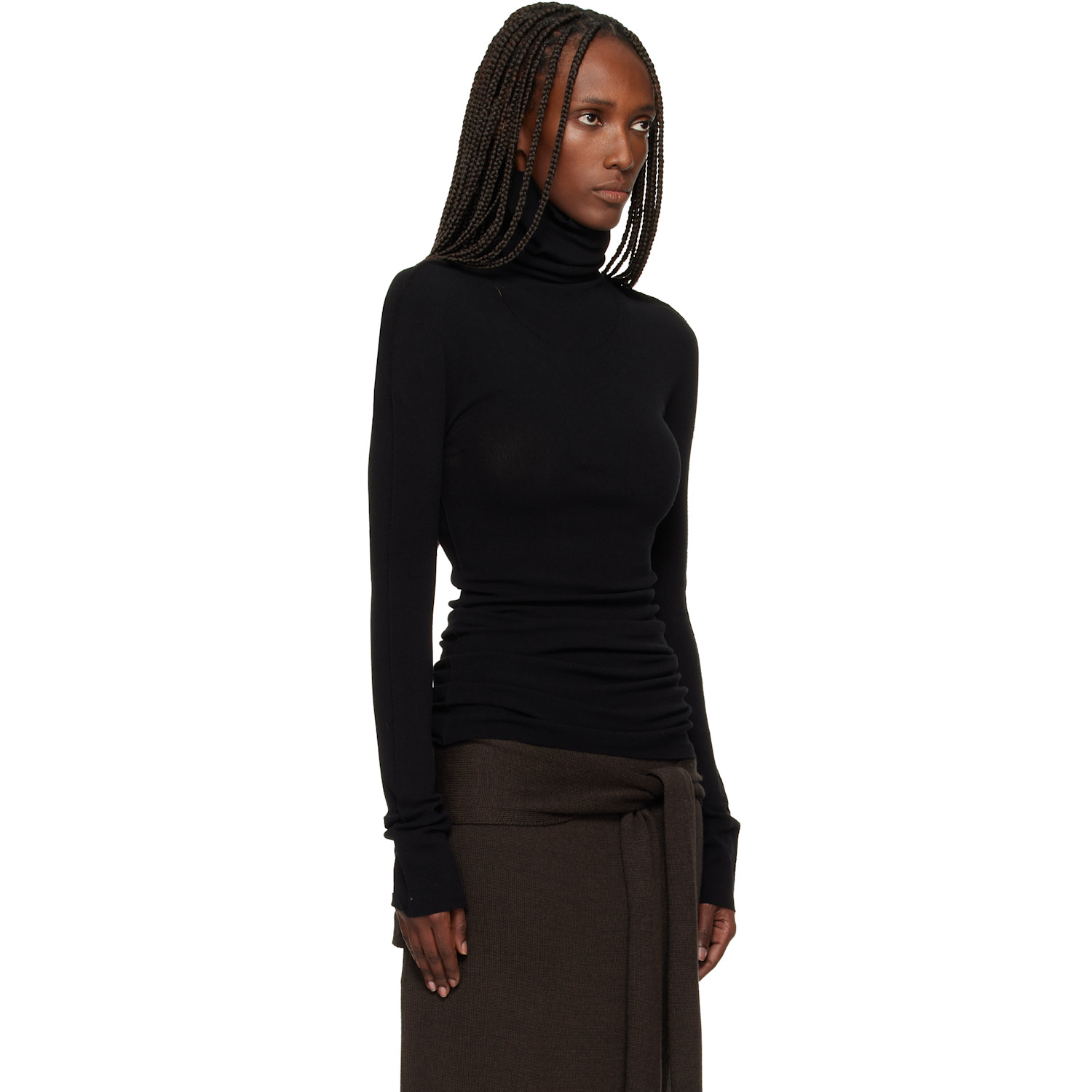  Issey Miyake Black October Cotton Baguette Turtleneck 