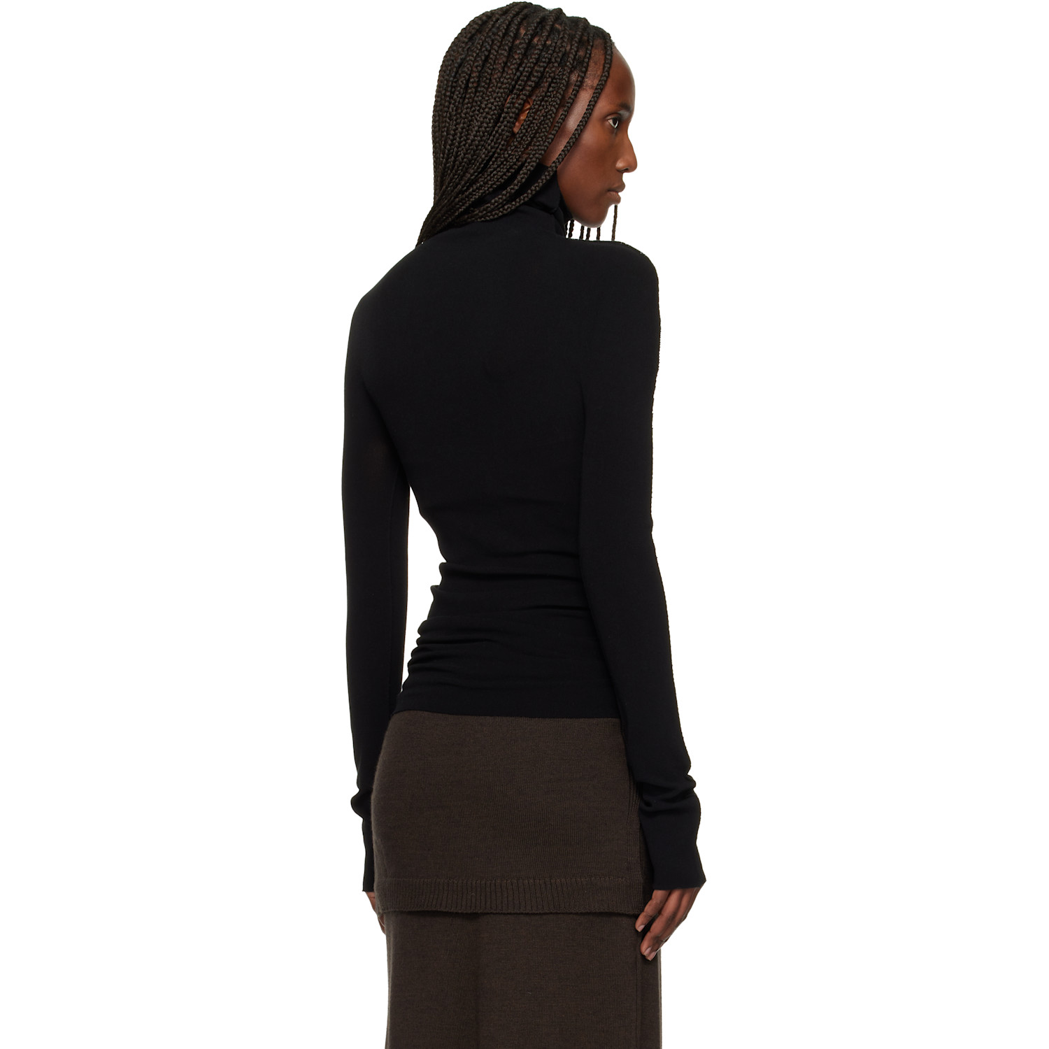  Issey Miyake Black October Cotton Baguette Turtleneck 