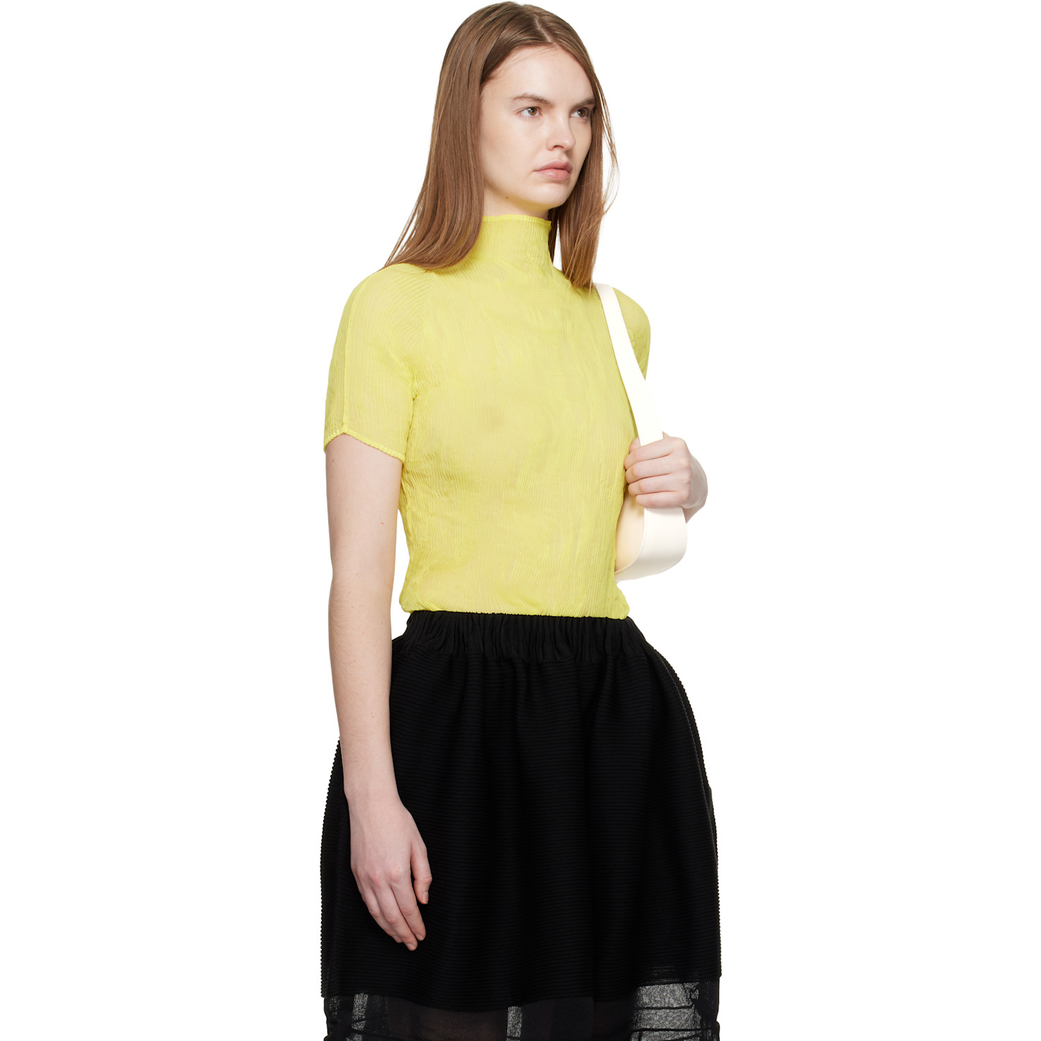  Issey Miyake Yellow Chiffon Twist 3 Top 