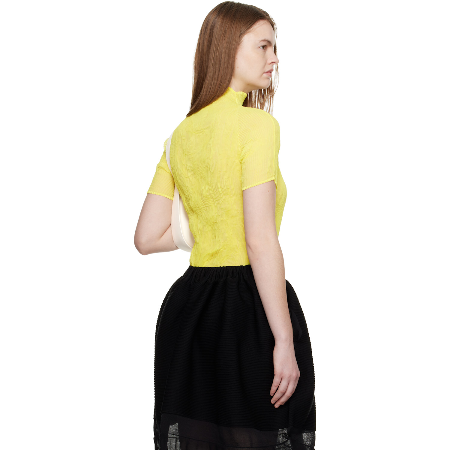  Issey Miyake Yellow Chiffon Twist 3 Top 
