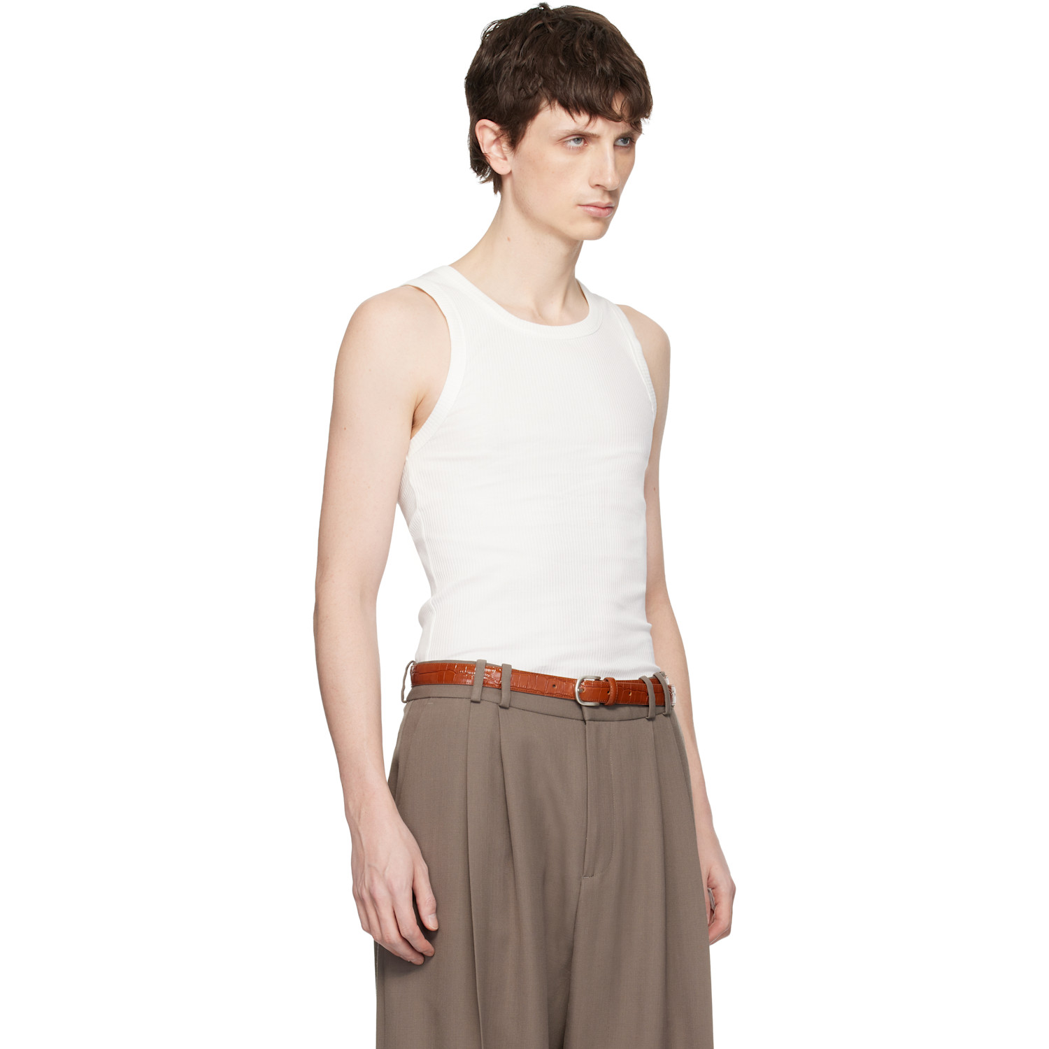  Seventh White Base Rib Tank Top 