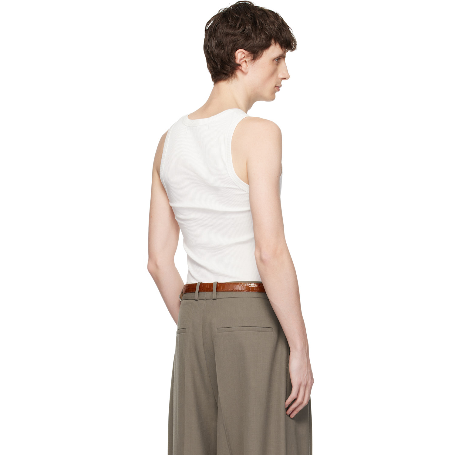  Seventh White Base Rib Tank Top 