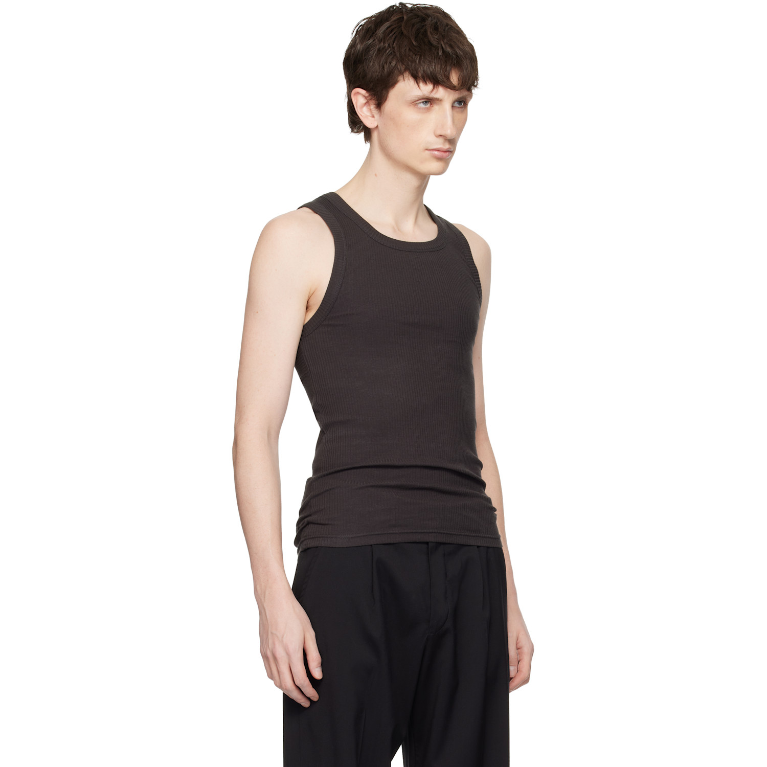  Seventh Black Base Rib Tank Top 