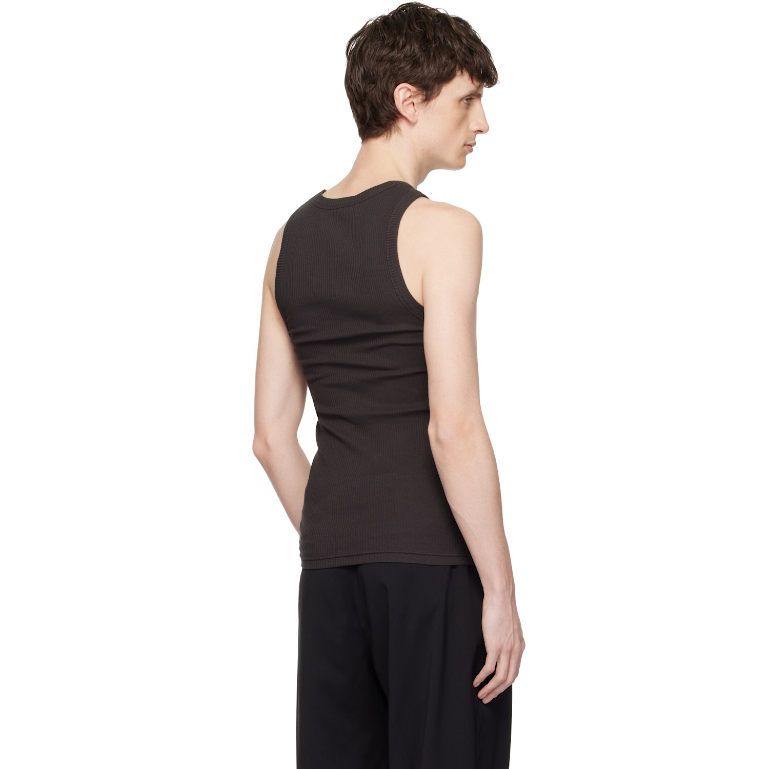  Seventh Black Base Rib Tank Top 