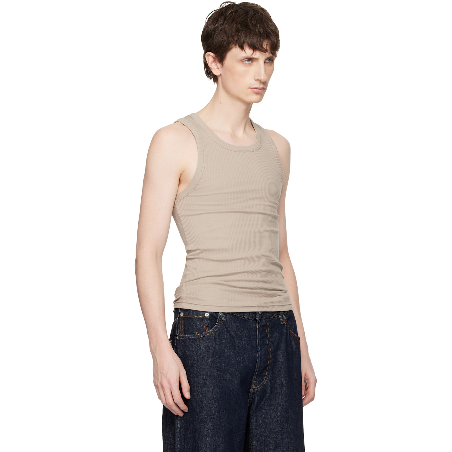  Seventh Taupe Base Rib Tank Top 