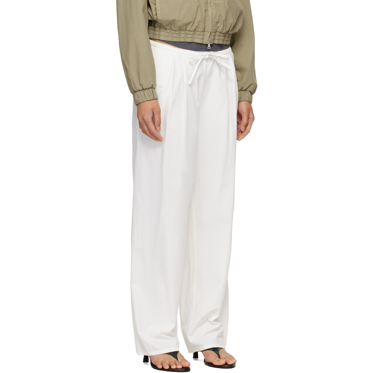  Nothing Written White Lazy Cotton Drawstring Lounge Pants 