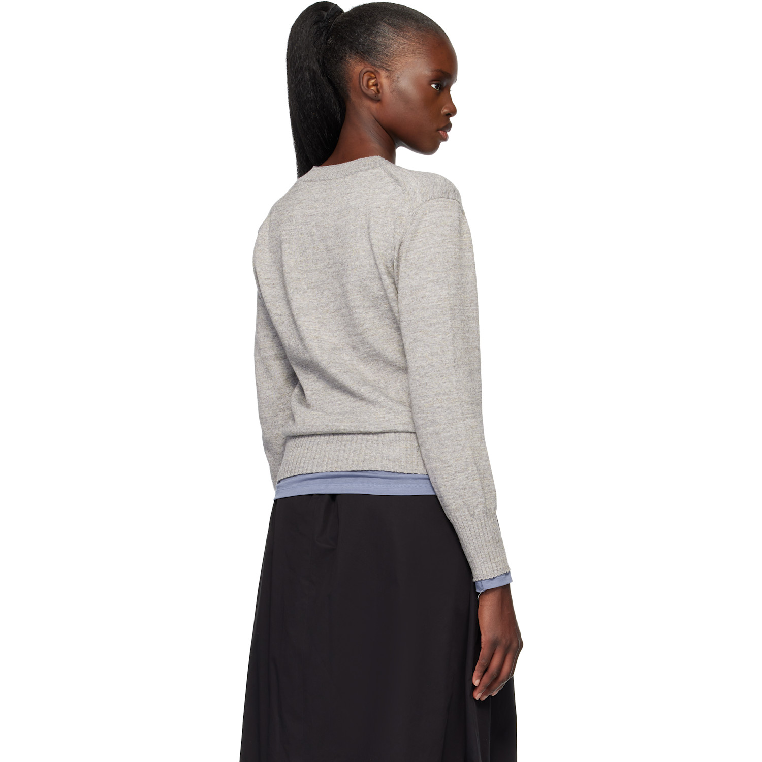  Nothing Written Gray Marine V-neck Pullover Sweater 