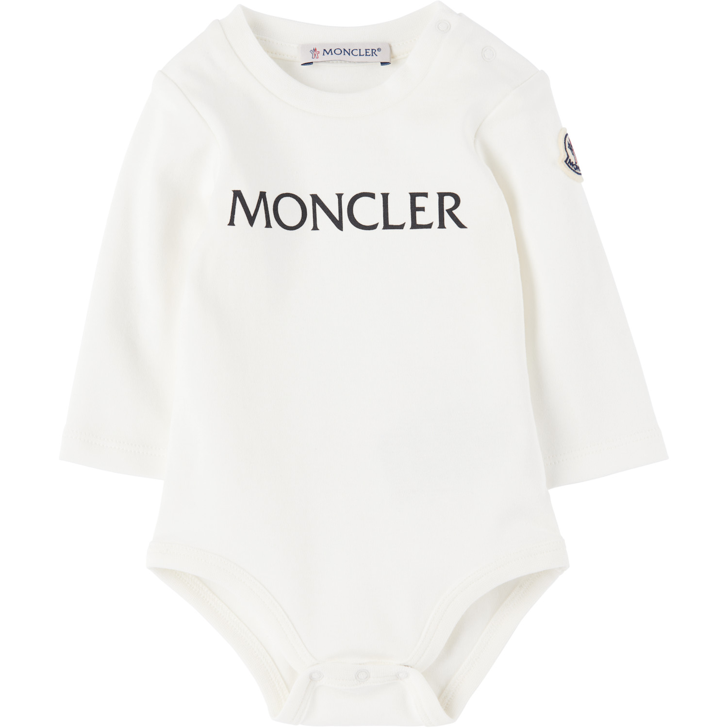  Moncler Enfant Baby White & Navy Logo Jumpsuit Set 