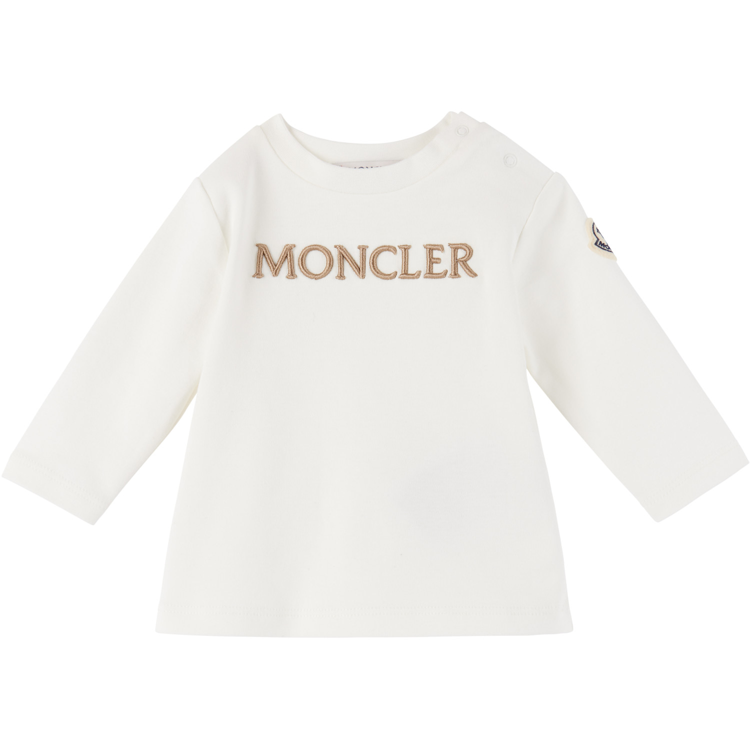  Moncler Enfant Baby White & Beige Striped T-shirt Set 