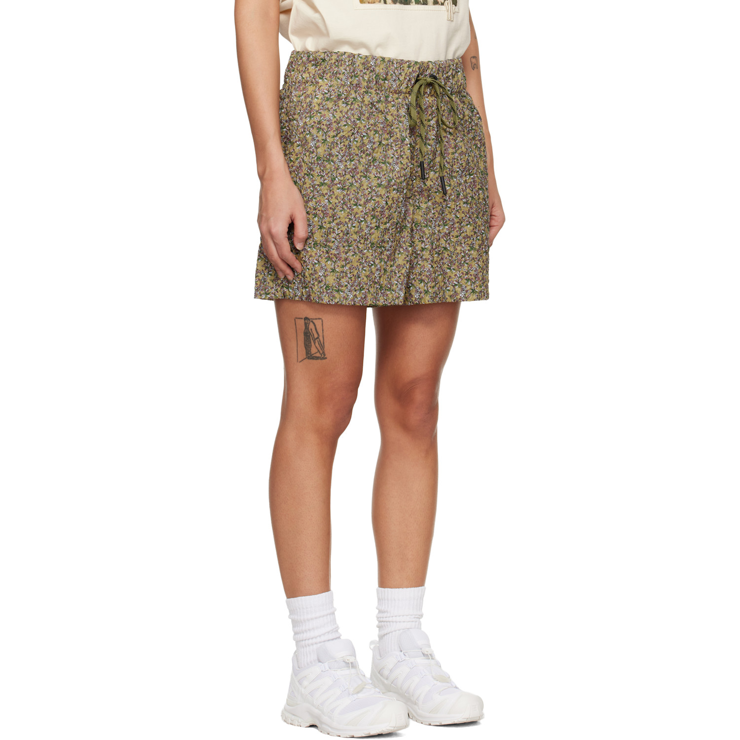  Moncler Grenoble Khaki Floral Shorts 