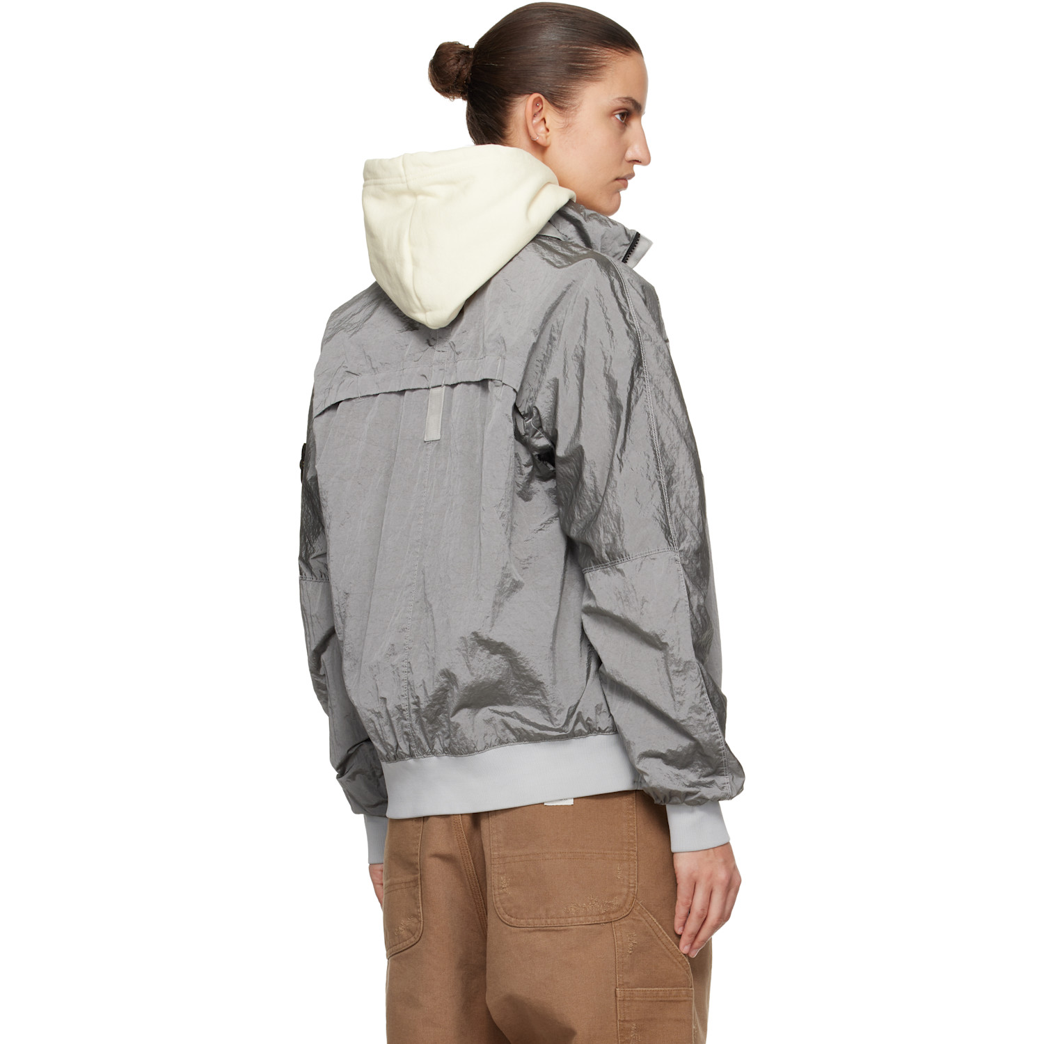  Stone Island Gray 4100064 Nylon Metal Econyl Watro-tc Bomber Jacket 