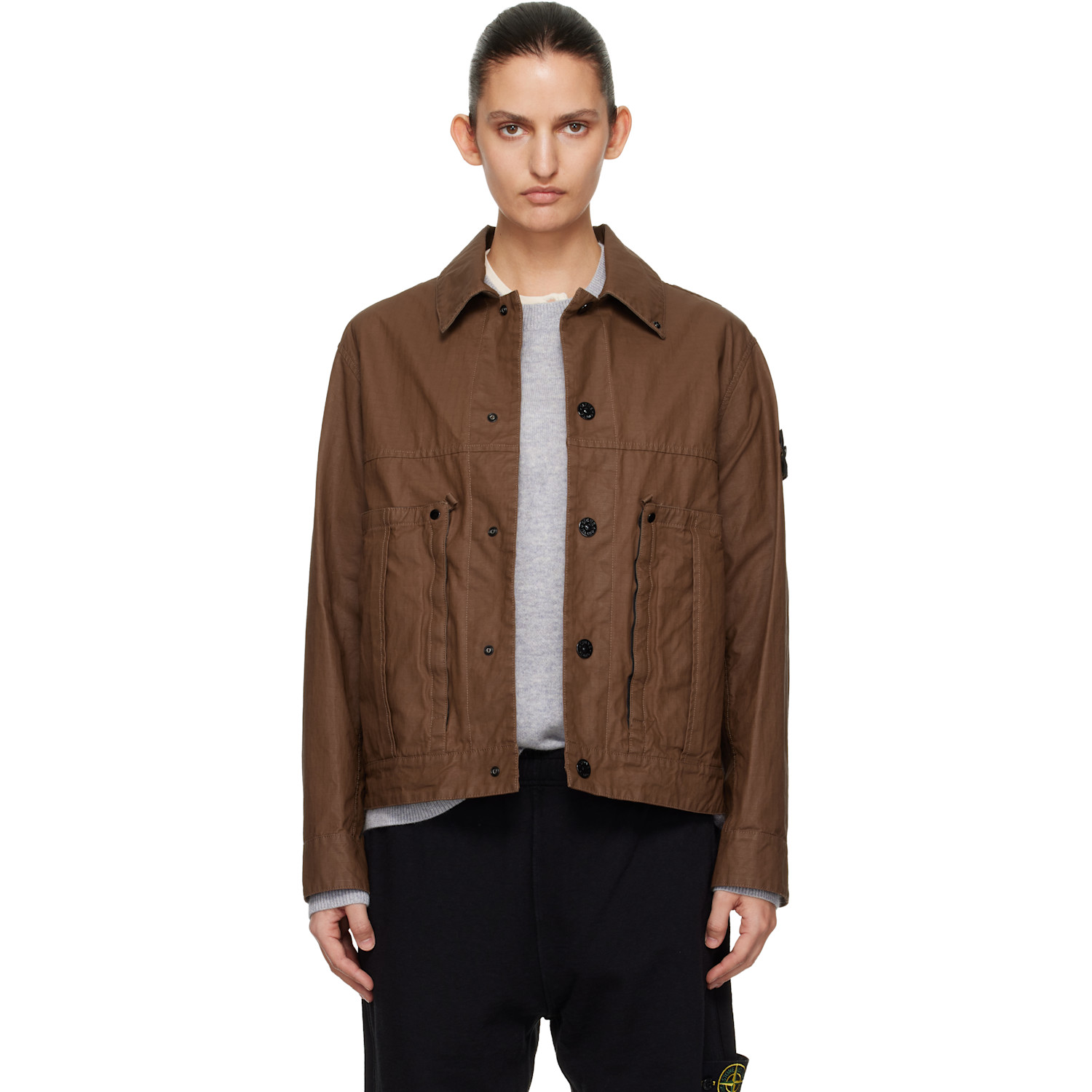 Stone Island Brown 4100010 Double-Coated Cotton Ripstop Jacket